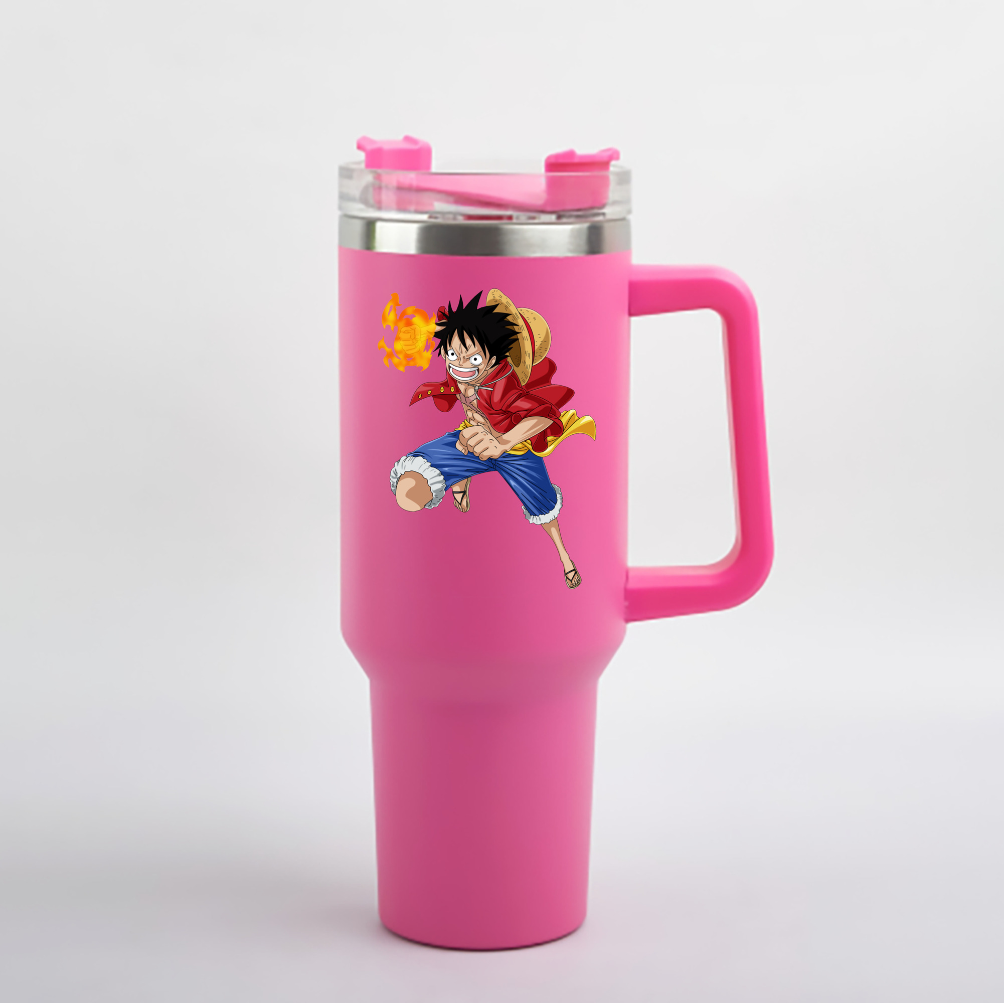 ワンピース モンキー・D・ルフィ ONE PIECE Monkey D. Luffy 1200mL車用タンブラー - クリスタルステッカー（プラスチックストロー付き）